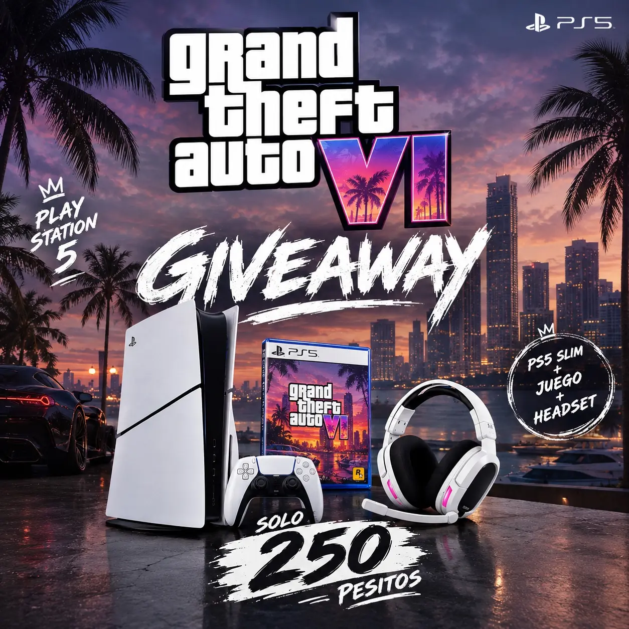 GIVEAWAY — PS5 SLIM + GTA 6 + HEADSET | SOLO RD$250